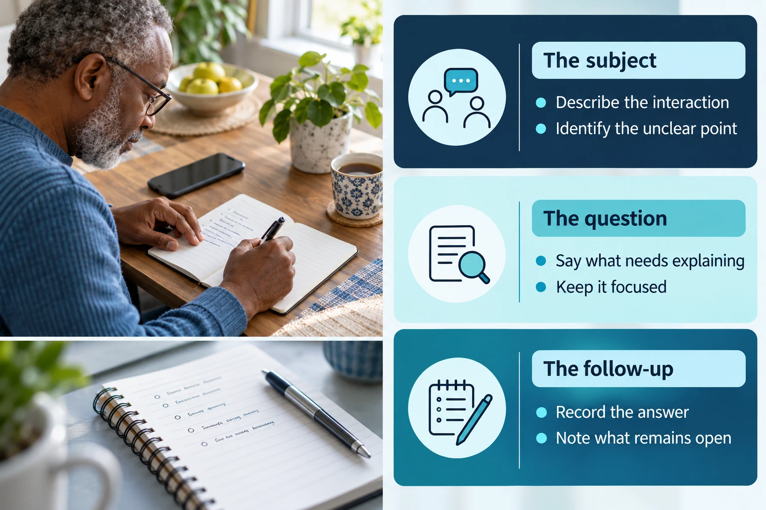 Illustrative infographic: Feedback works best with a clear subject
